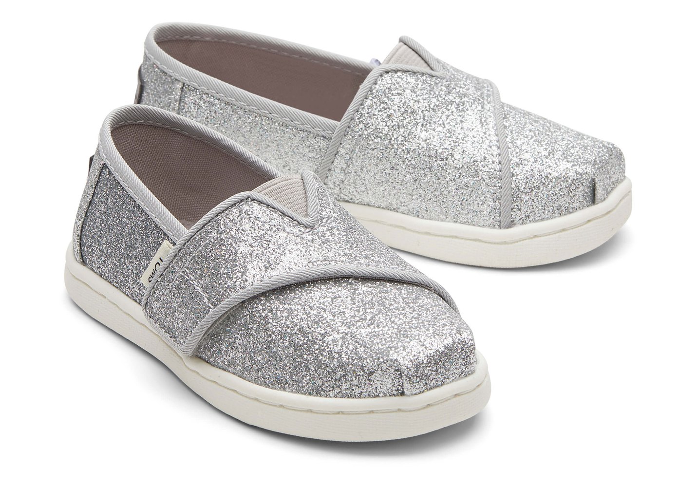 Toms Espadryle Dziecięce Srebrne - Alpargata Tiny Glitter - 23YZUAXLN